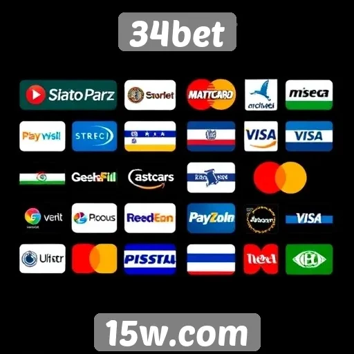Variedade de métodos de pagamento disponíveis na 34bet